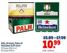 Makro Alfa, Grolsch, Palm of Heineken 0.0% krat aanbieding