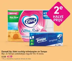 DA Demak'Up, Edet vochtig toiletpapier en Tempo aanbieding