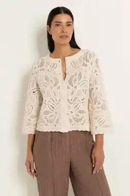 Wehkamp CLAUDIA BY CLAUDIA STRÄTER gehaakt vestjasje beige aanbieding