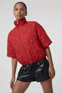 Wehkamp Shoeby quilted bomberjack met strass-steentjes - rood aanbieding