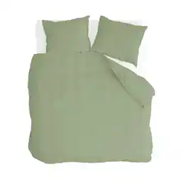Wehkamp Walra flanellen dekbedovertrek lits-jumeaux groen (240x220 cm) aanbieding