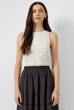 Wehkamp QS katoenen slim fit top met semi-transparant - wit aanbieding