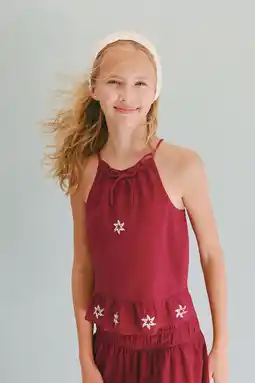 Wehkamp Mango Kids haltertop met sterren - donkerrood aanbieding