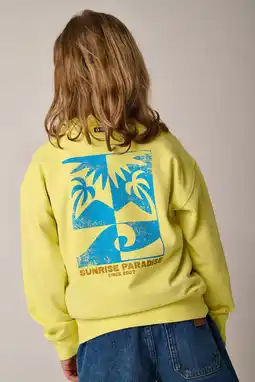 Wehkamp Tumble 'n Dry sweater met backprint geel aanbieding