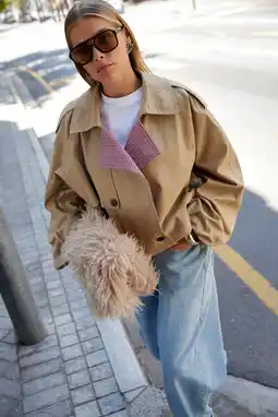 Wehkamp Shoeby cropped trenchcoat camel aanbieding