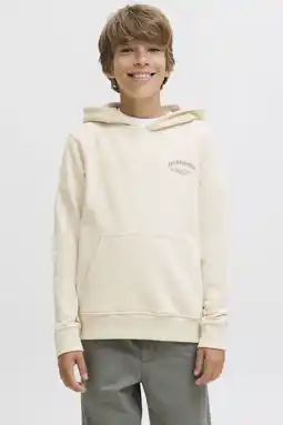 Wehkamp JACK & JONES JUNIOR hoodie met backprint ecru aanbieding
