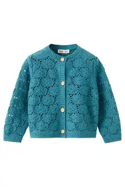Wehkamp Mango Kids katoenen gebreide vest - petrol aanbieding