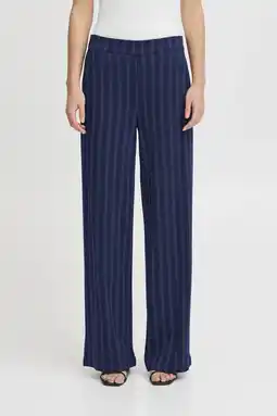Wehkamp ICHI straight highwaist pantalon donkerblauw aanbieding