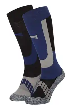 Wehkamp Xtreme skisokken - zwart/blauw (set van 2) aanbieding