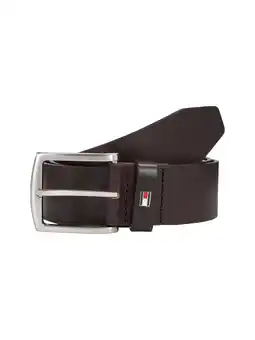 Wehkamp Tommy Hilfiger leren riem met logo bruin aanbieding