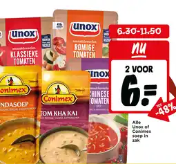 Jumbo Alle unox of conimex soep in zak aanbieding