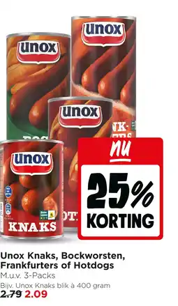 Jumbo Unox knaks, bockworsten, frankfurters of hotdogs aanbieding