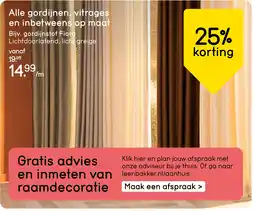 Leen Bakker Alle Gordijnen, Vitrages en Inbetweens op Maat aanbieding