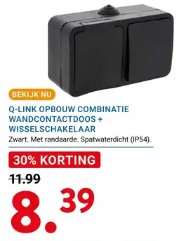 Kluswijs Q-LINK OPBOUW COMBINATIE WANDCONTACTDOOS + WISSELSCHAKELAAR aanbieding