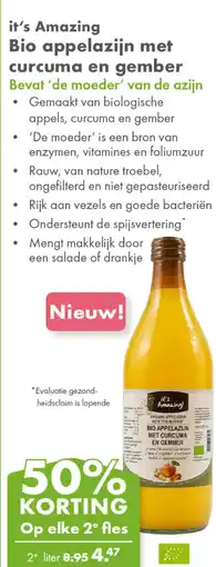 Gezond & Wel it's Amazing Bio appelazijn met curcuma en gember aanbieding