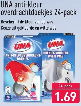 ALDI UNA anti-kleur overdrachtdoekjes 24-pack aanbieding