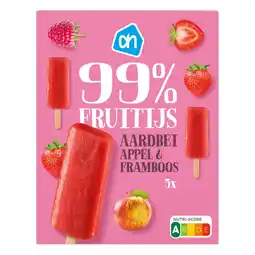 Albert Heijn AH 99% fruitijs aardbei, appel & framboos aanbieding
