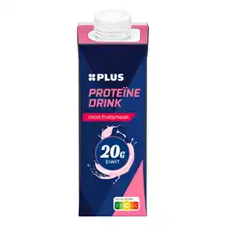 PLUS PLUS Proteïnedrink rood fruitsmaak aanbieding
