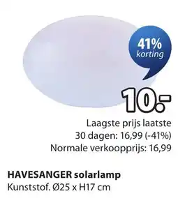 Jysk HAVESANGER solarlamp aanbieding