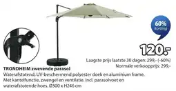 Jysk Trondheim zwevende parasol aanbieding