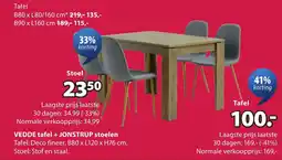 Jysk VEDDE tafel + JONSTRUP stoelen aanbieding