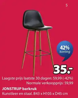 Jysk JONSTRUP barkruk aanbieding