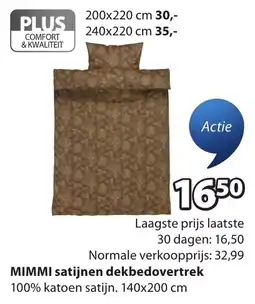 Jysk MIMMI satijnen dekbedovertrek aanbieding