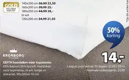Jysk kronborg edith hoeslaken voor topmatras aanbieding