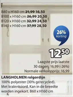 Jysk LANGHOLMEN rol gordijn aanbieding