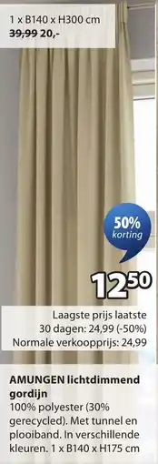 Jysk AMUNGEN lichtdimmend gordijn aanbieding