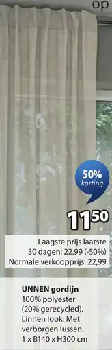 Jysk UNNEN gordijn aanbieding