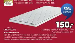 Jysk dreamzone hopen topmatras aanbieding