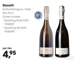 HANOS Donelli Sparkling Rosé 0,0% en Sparkling Wit 0,0% aanbieding