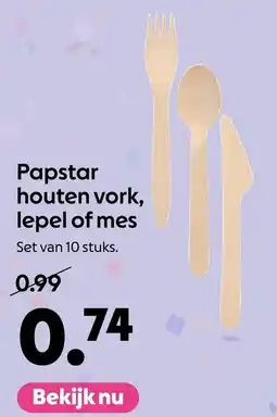 AllesZ Papstar houten vork, lepel of mes aanbieding