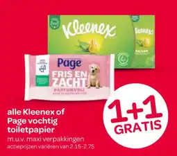 Spar Alle kleenex of page vochtig toilet papier aanbieding