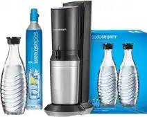 Coolblue SodaStream Crystal Zwart + Glazen Karaffen 2-pack aanbieding