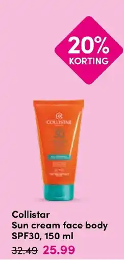 Drogisterij Visser Collistar sun cream face body spf30 aanbieding