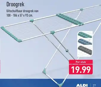 ALDI Droogrek 108-186x57x93 cm aanbieding