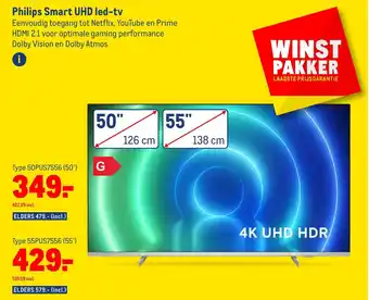 Makro Philips Smart UHD led-tv 50" aanbieding