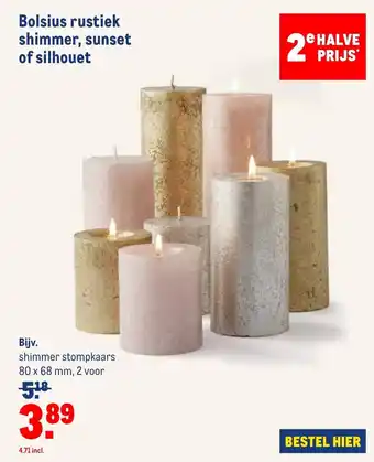 Makro Bolsius rustiek shimmer, sunset of silhouet aanbieding