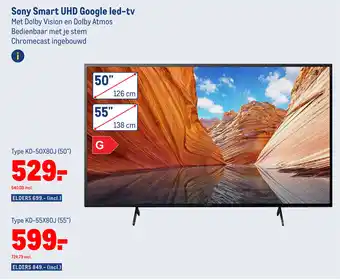 Makro Sony Smart UHD Google led-tv 50" aanbieding