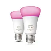 Bol.com Philips Hue Slimme Lichtbron E27 Duopack - wit en gekleurd licht - 6.5W - Bluetooth - 2 Stuks aanbieding