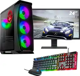 Bol.com ScreenON - Gaming Set - Colour Maniac - V1 (GamePC + 24 Inch Monitor + Toetsenbord + Muis) aanbieding