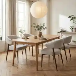 Action Japandi eetkamerstoelen met bouclélook - beige aanbieding