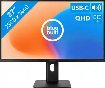 Coolblue BlueBuilt 27 inch Quad HD Monitor met USB C aanbieding