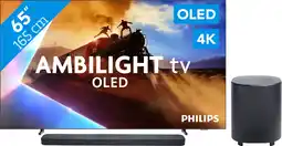 Coolblue Philips Ambilight 65'' OLED760 4K (2025) + JBL Bar 800 MK2 Zwart aanbieding