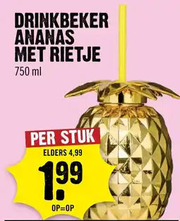 Dirck 3 Drinkbeker ananas met rietje aanbieding