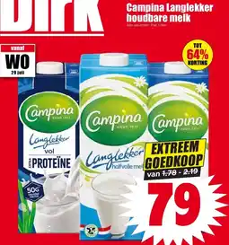 Dirck 3 Campina Langlekker houdbare melk aanbieding