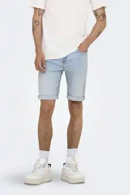 Wehkamp ONLY & SONS regular denim short ONSPLY light blue denim aanbieding