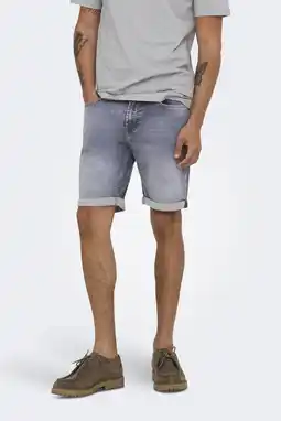 Wehkamp ONLY & SONS regular denim short ONSPLY medium grey denim aanbieding